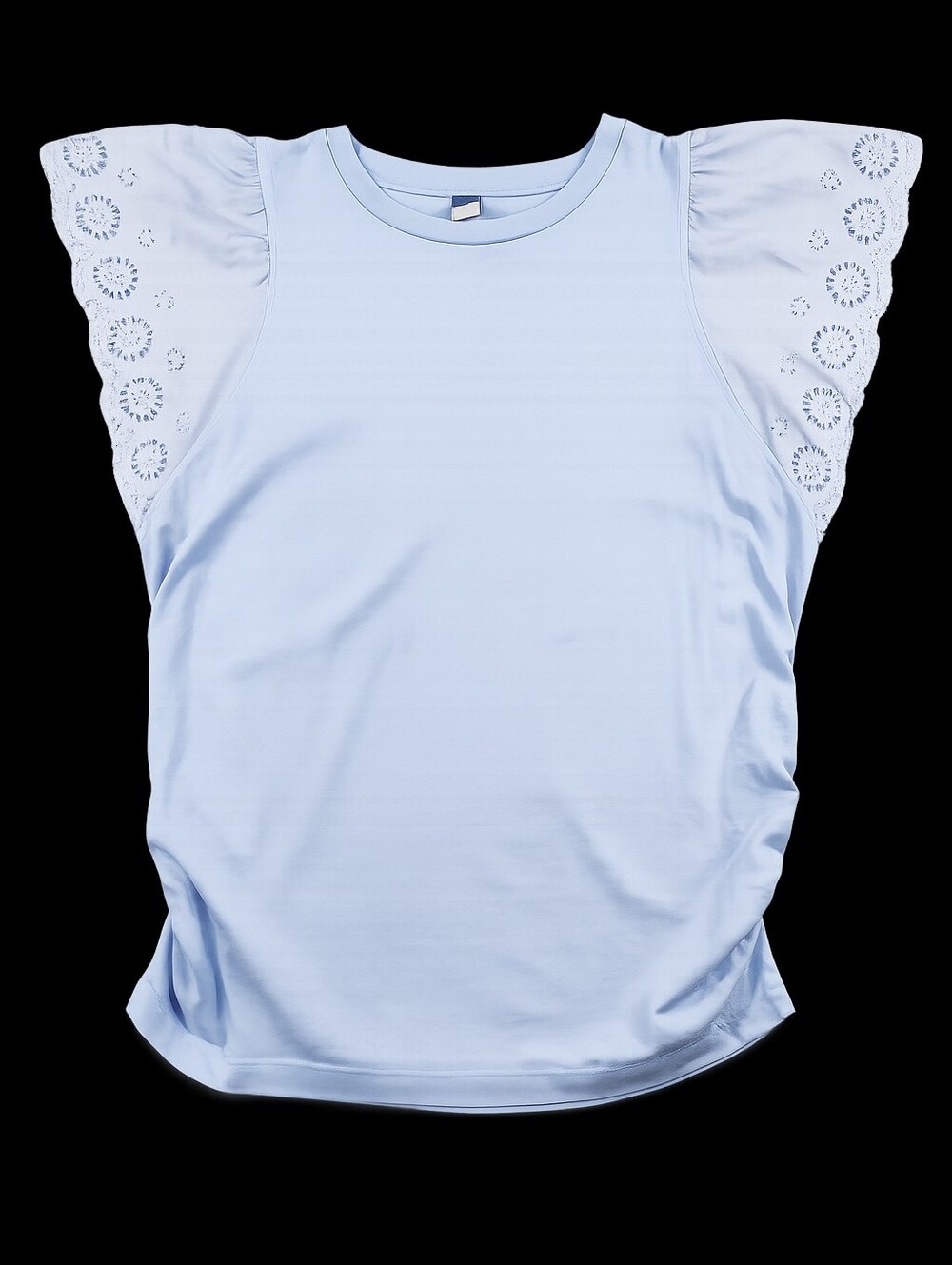Old Navy Maternity Flutter Sleeve Eyelet Top Blue Ruched Large